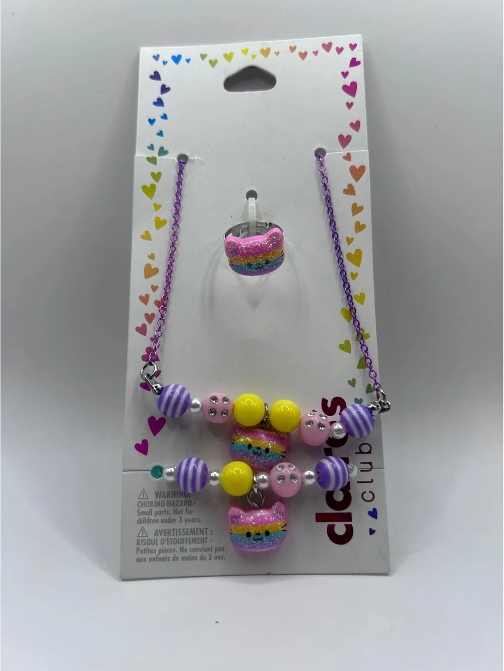 Claire's Club Colorful Beaded Necklace and Ring Set for Girls
